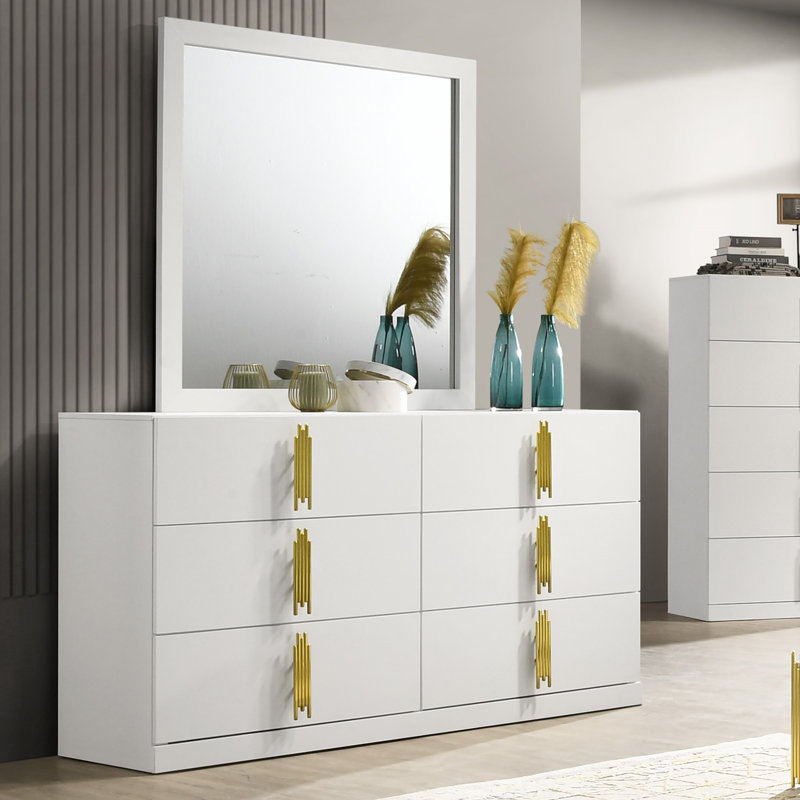 Commode 6 tiroirs avec miroir Newcastleton
