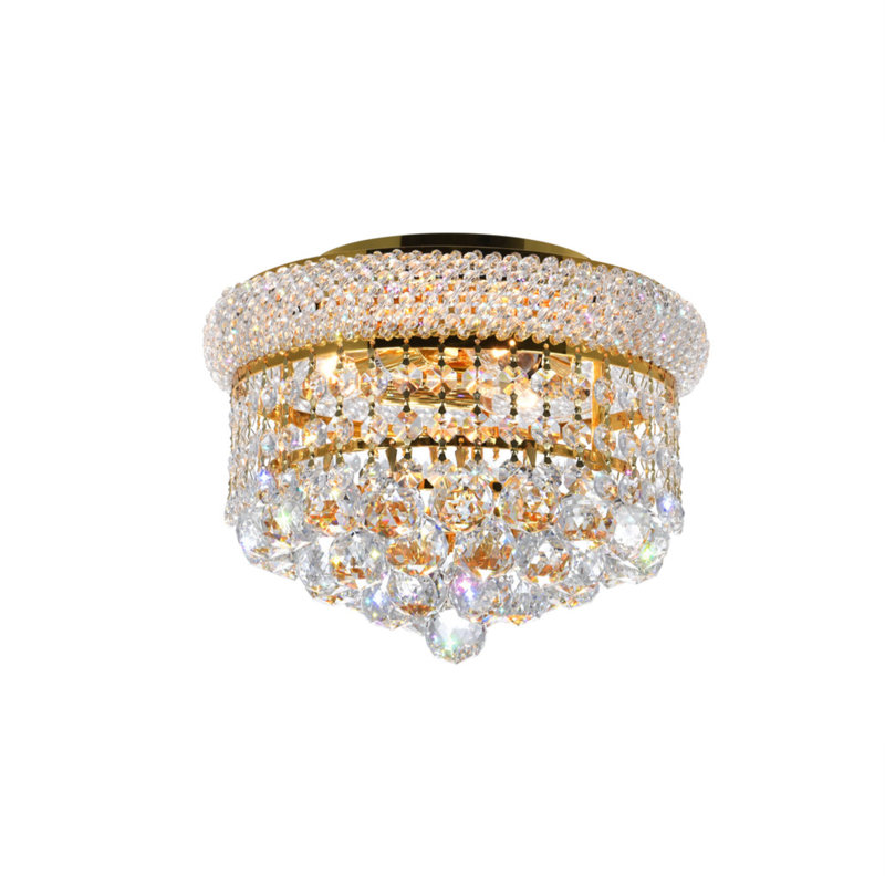 Plafonnier encastré Classic Crystal, Doré, H 9 po x l 12 po x P 12 po