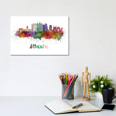 " Atlanta Skyline In Watercolor II " by Paul Rommer