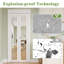 Porte pliante double 32 "x 80" en miroir avec trousse de quincaillerie d'installation Idée pour placard, garde-manger, salle de bain, buanderie, salon-120200622