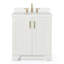 Meuble-lavabo simple en bois massif Freitas de 30 po avec plateau en quartz blanc pur de 1,5 po et lavabo central ovale-763243946-694790713-694790718