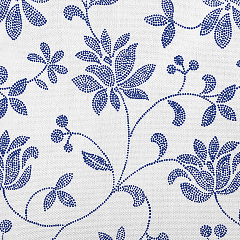 16" Porcelain Blue Floral Polyester Accent Pillow