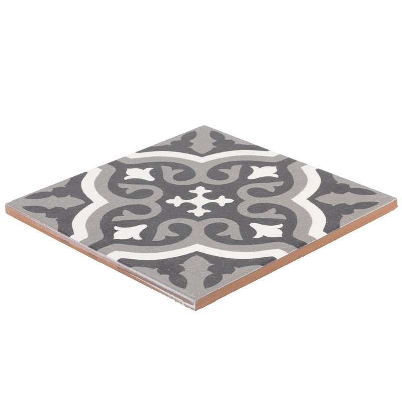 Carreau de céramique espagnol pour mur et plancher 8 po x 8 po Tradition, Noir