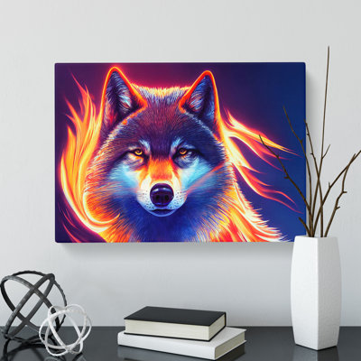 Wolf Flames Abstract - Wrapped Canvas