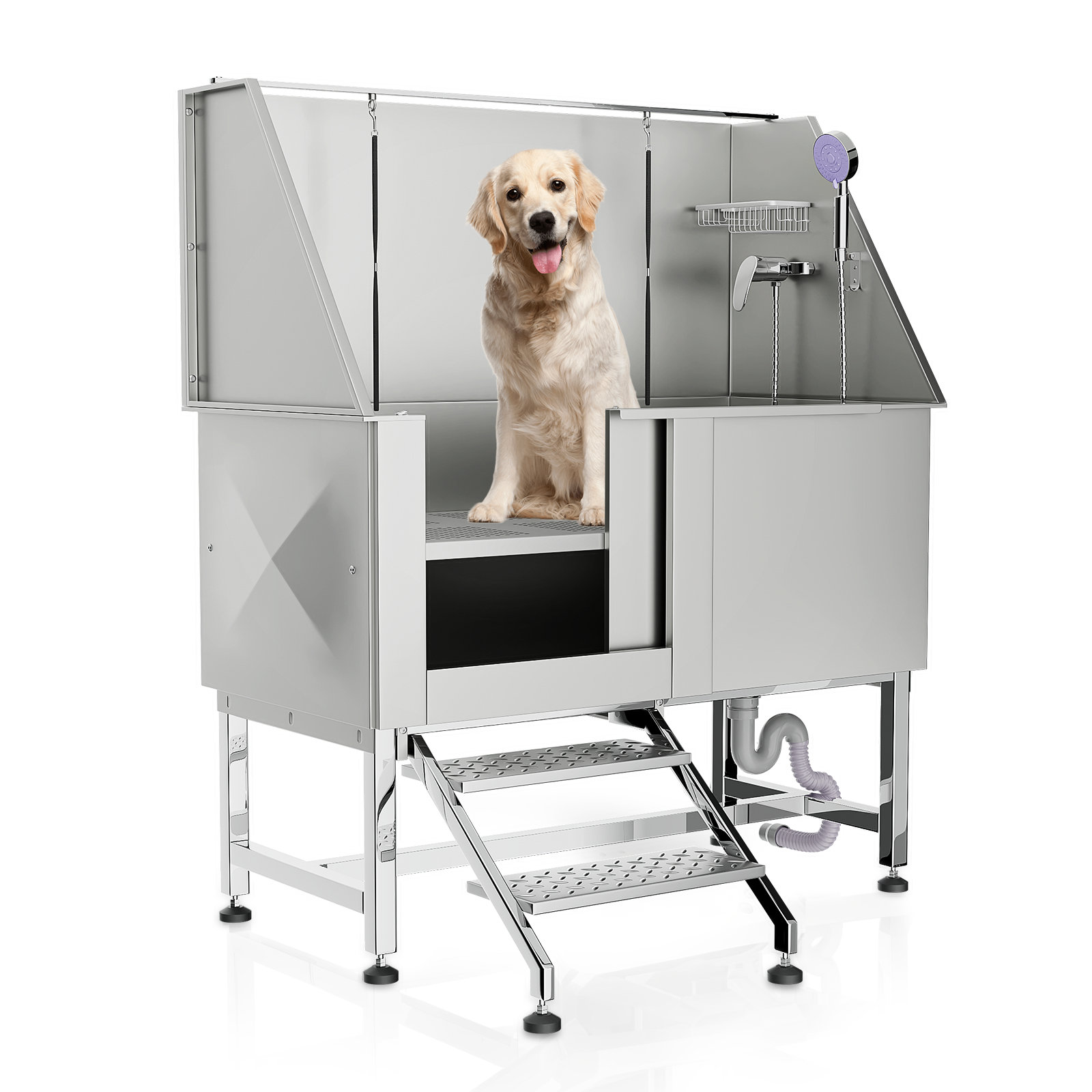 MoNiBloom Stainless Steel Pet Grooming Tub Dog Bath Shower with