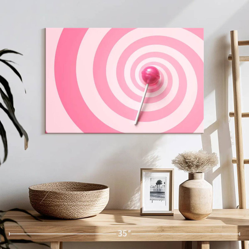 Yarlin Pink Swirl Lollipop, 16" H x 24" W