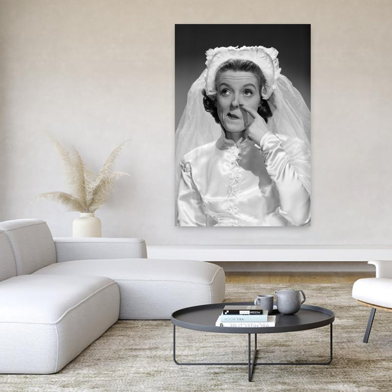 1950s BRIDE SCRATCHING NOSE AND LOOKING PUZZLED by Debrocke - Wrapped Canvas Print, 152.4 cm H x 101.6 cm W