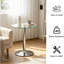 Table de bout en verre moderne avec base en métal noir mat, table d'appoint compacte pour petits espaces domestiques, noir-120980303-120980301