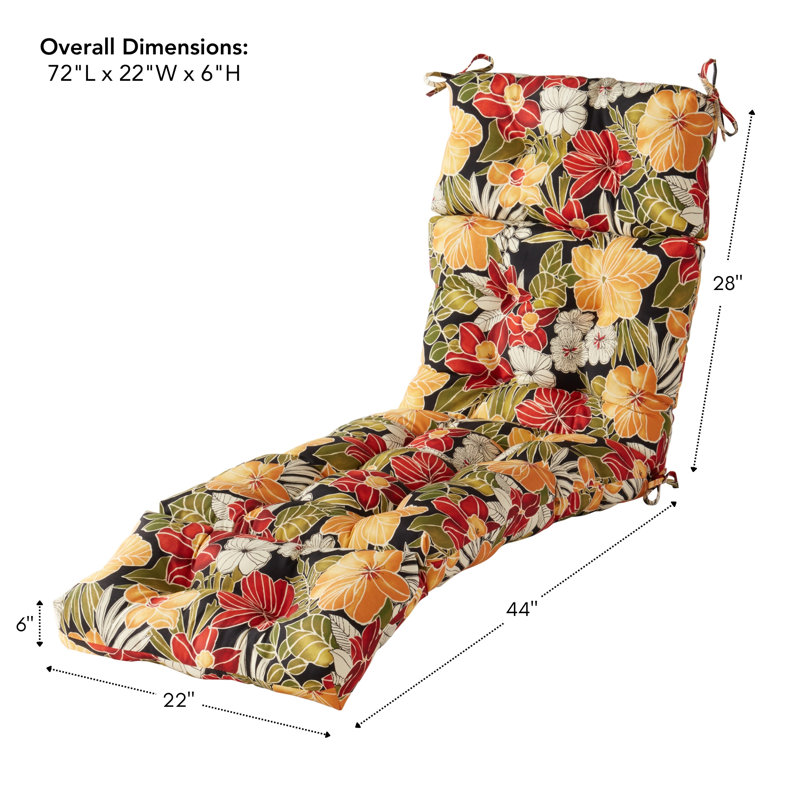 Coussin de chaise longue d'extérieur capitonné Shipton, Aloha noir
