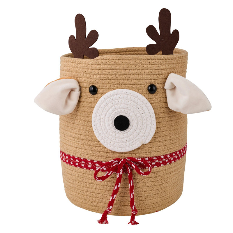 Christmas Reindeer Woven Storage Basket Organiser