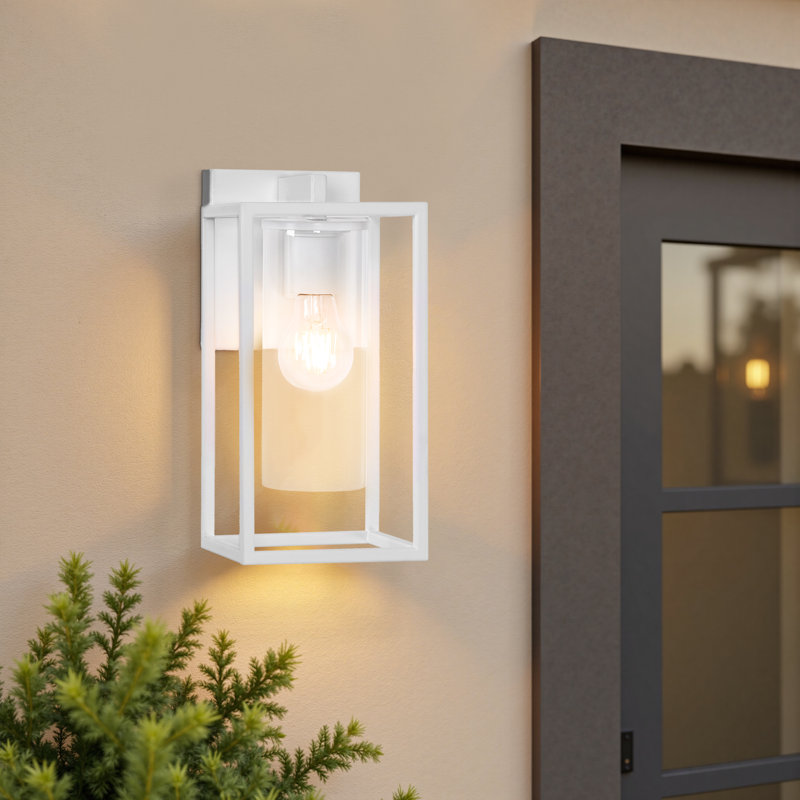 Tiernan 1-Light Outdoor Wall Lantern, 12.15" H x 5.75" W x 8.05" D, White