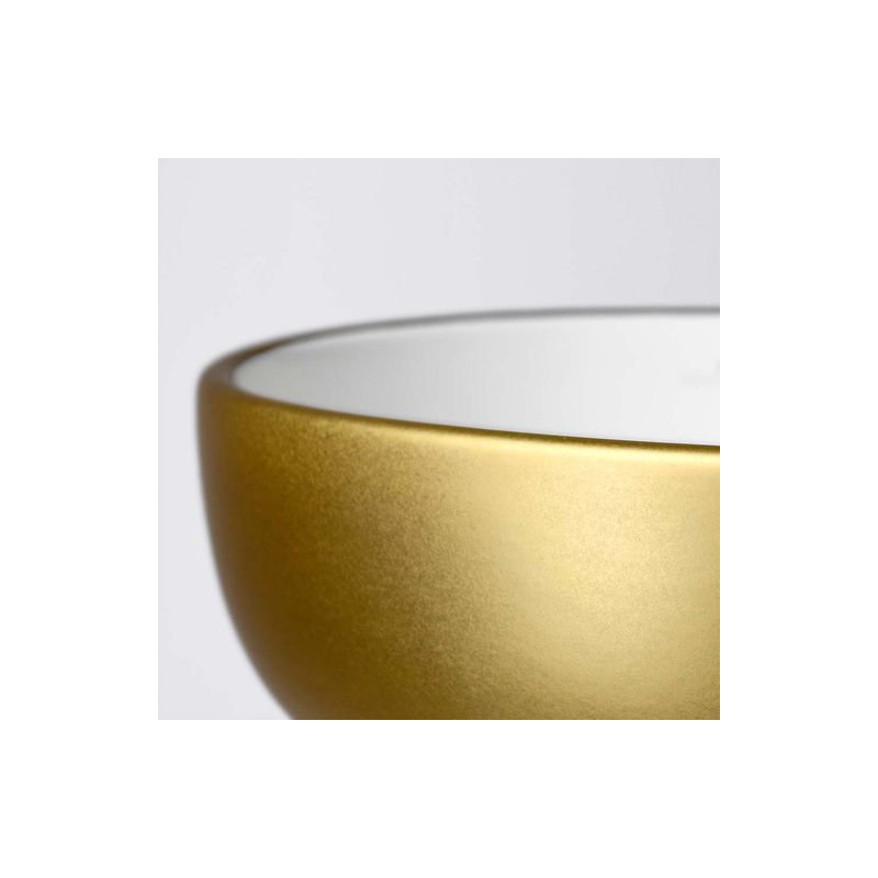 Bliss Ceramic Round Drop-In Bathroom Sink, Matte Gold/White
