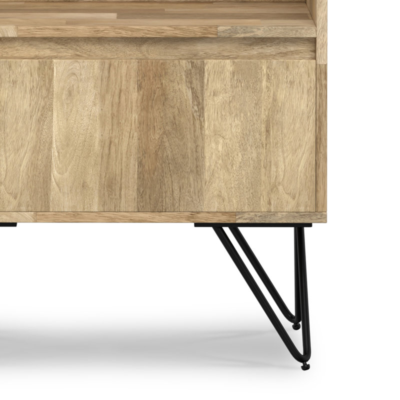 Hunter Natural Solid Mango Wood and Black Metal Tall Bookcase