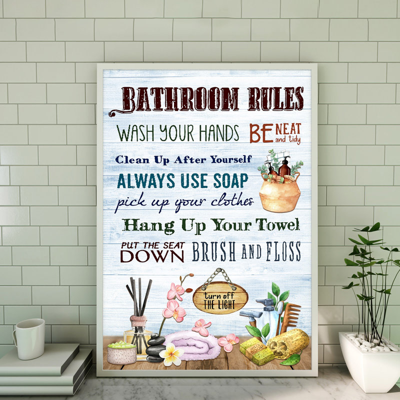 «Bathroom Rules Gallery», toile tendue, H 14 po x l 11 po x P 2 po