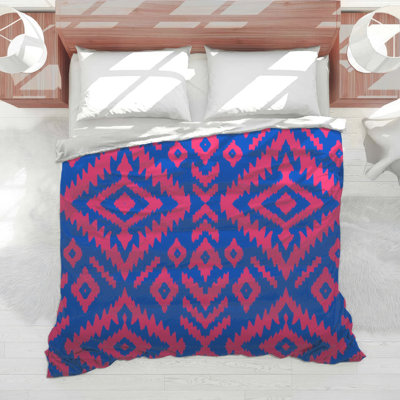 Pink Blue Ikat Comforter