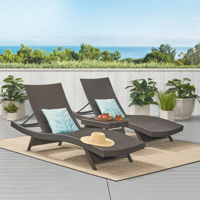 East Village 3 Piece Sun Lounger Set with Table