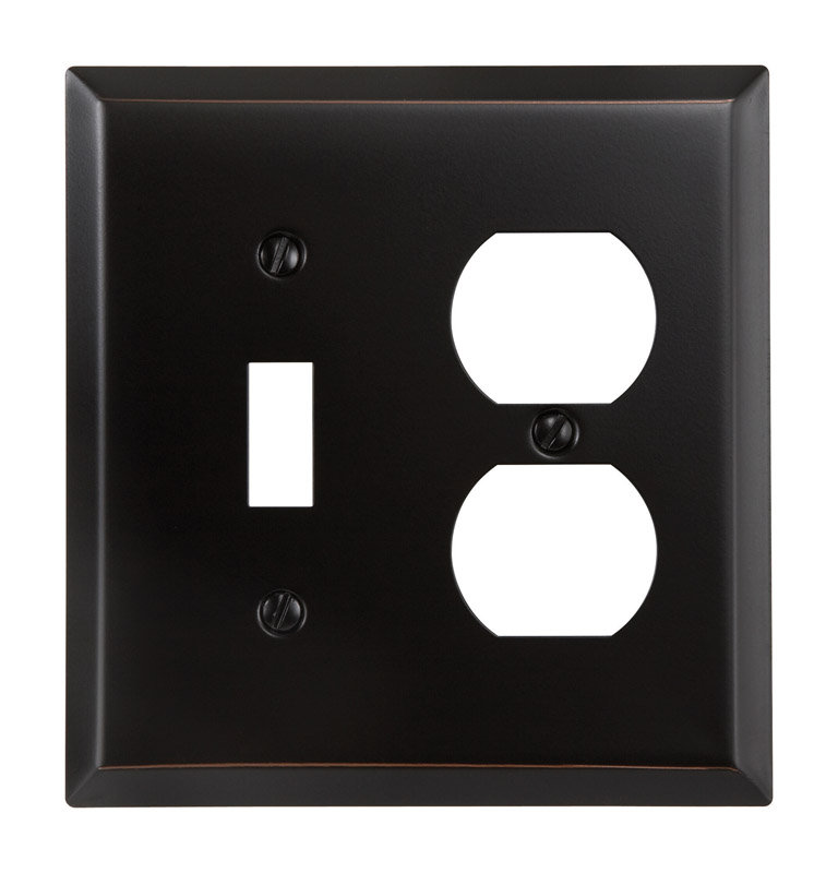 Amerelle Century Aged Bronze 2 gang Stamped Steel Toggle Wall Plate 1 pk
