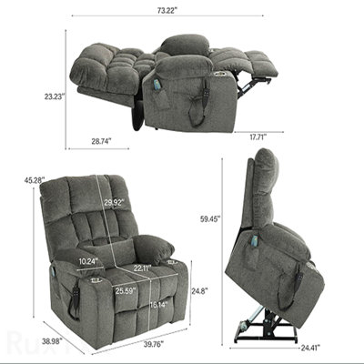 Oversized Power Lift Recliner with Massage & Heating, OKIN Motor