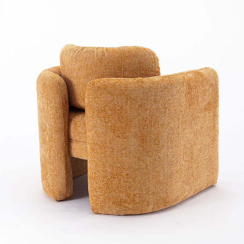 Chaise d'appoint rembourrée Kippar, chaise d'appoint, chaise de salon, chaise de chambre , Polyester orange citrouille