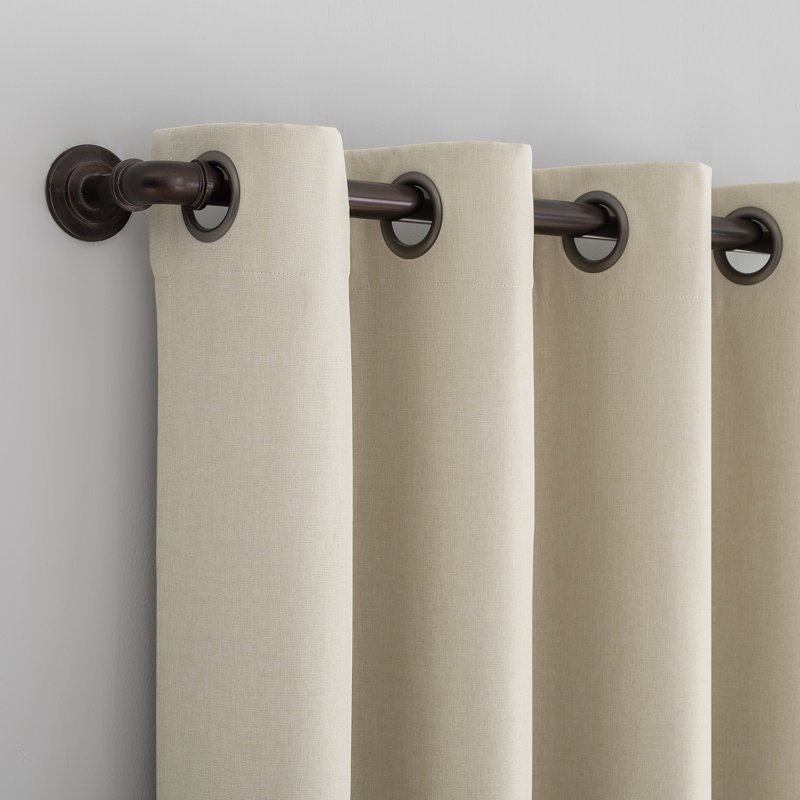 Tyrell Tonal Texture Draft Shield Fleece Insulated 100% Blackout Grommet Curtain Panel, Ecru, 50" W x 96" L