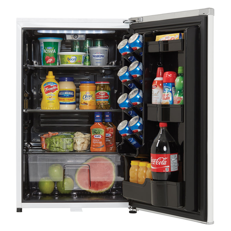 Silver and Black 4.4 cu. ft. Freestanding Mini Fridge with Chrome Handle