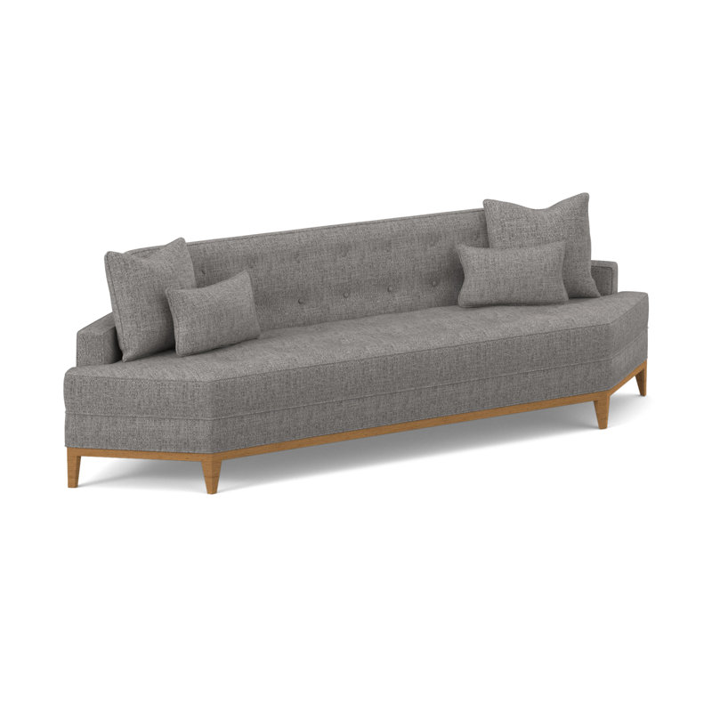 Perspective 106 " Chenille and Velvet Sofa, Kinsley Sky Viscose, Amber