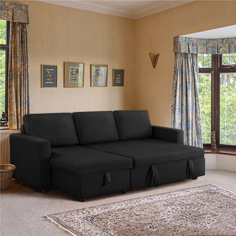 Moda Form 3-Seater L-Shaped Sofa Bed, Convertible Corner Sofa with Reversible Chaise & Pull Out Trundle Bed  for Small Living Rooms, Apartments