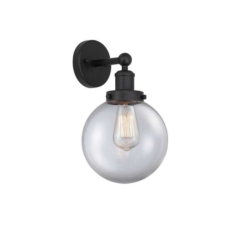 Chalkhill Armed Sconce, Matte Black, Clear