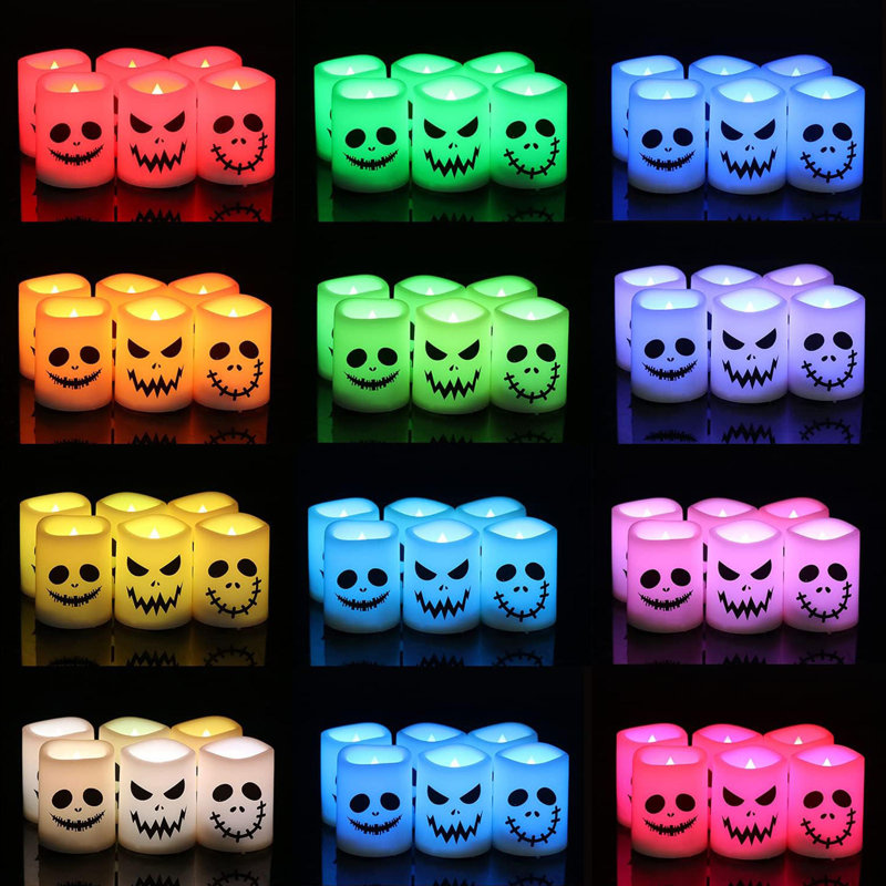 Halloween Flameless Votive Candles Colour Changing with Remote Timer