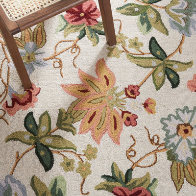 Tapis floral en laine crocheté à la main Chelsea