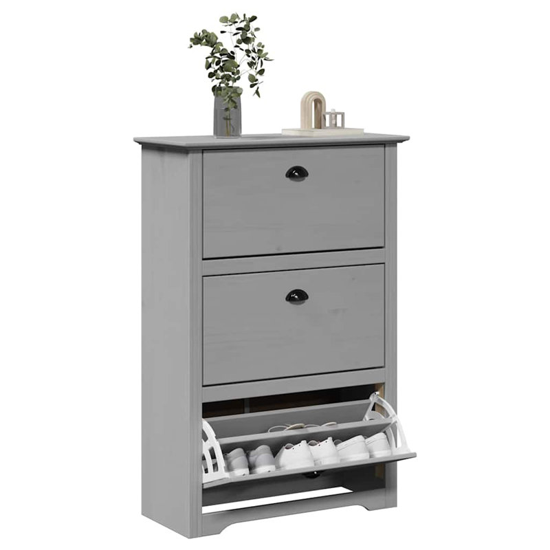 12 Pair Shoe Rack, Grey/Grey