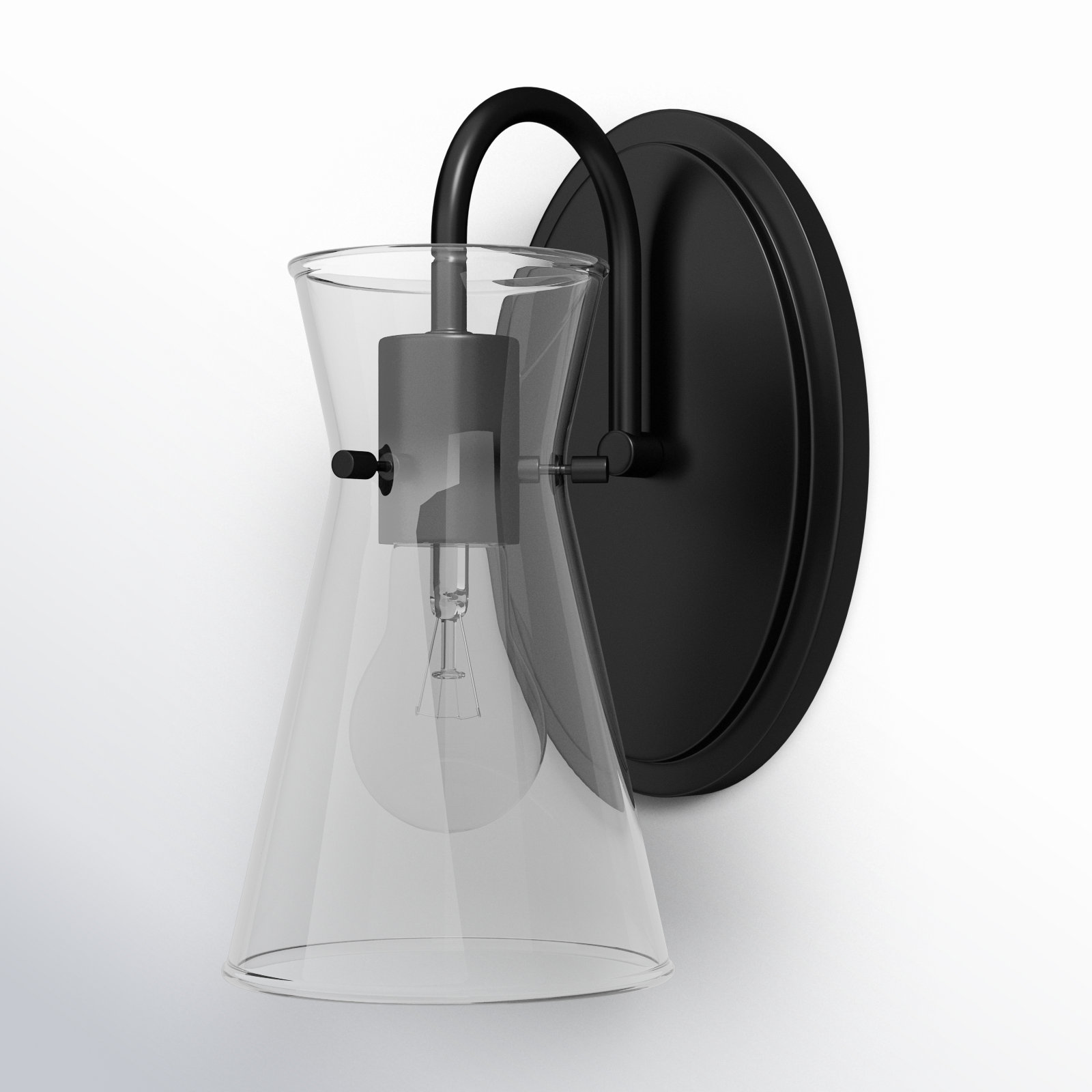 Single Transparent Dimmable Bath Sconce, Black