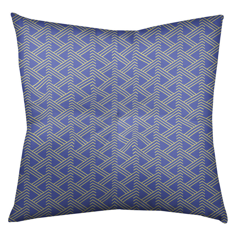 Coussin de sol zig zag classique, 26 po x 26 po, Bleu/jaune