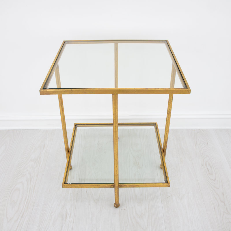Romana End Table, Antiqued Gold Leaf
