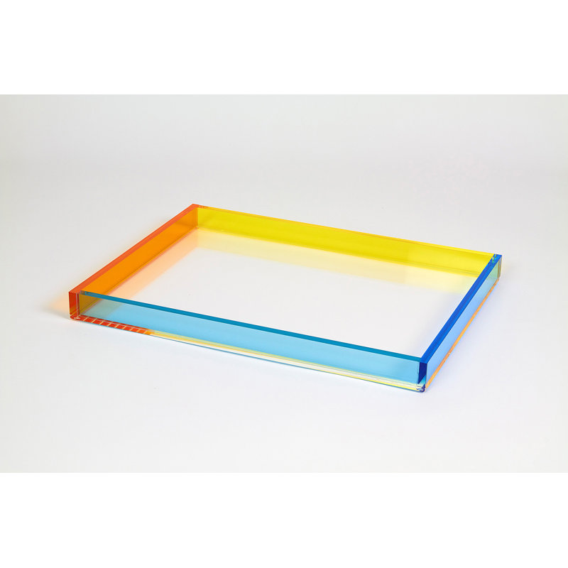 Plastic / Acrylic Tray, Orange/Yellow/Blue, 1.25" H x 12" W x 7.75" D