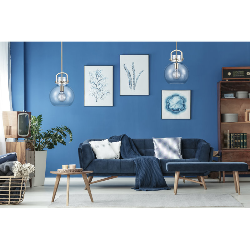 Luminaire suspendu à 1 tige Sligo, Clair, Nickel satiné, H 13,38 po x l 10 po x P 10 po