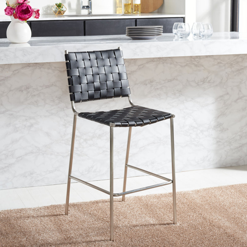 Tabouret de comptoir 26 po Ryland, Argent, Noir