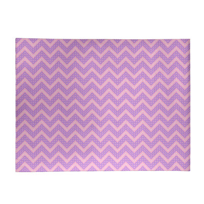 Tapis de zone rose/mauve à chevrons à main
