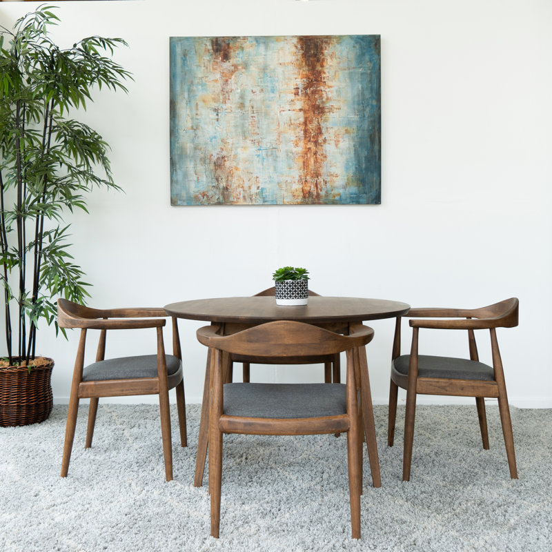 Tindal 4 - Person Solid Wood Top Four Leg Dining Set, Walnut, Gray