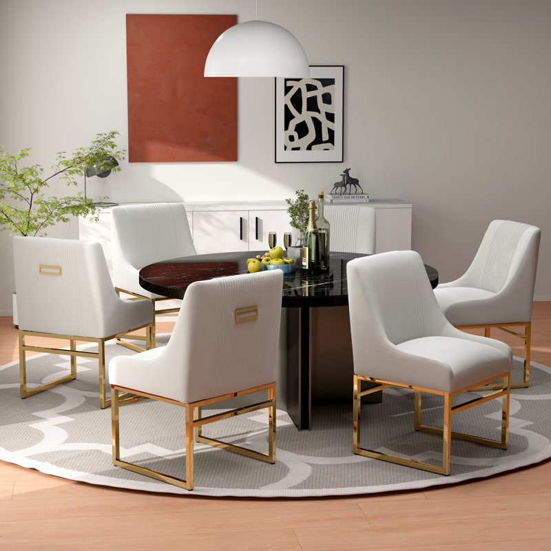 Chaise d'appoint en velours Baudel, 6, Beige