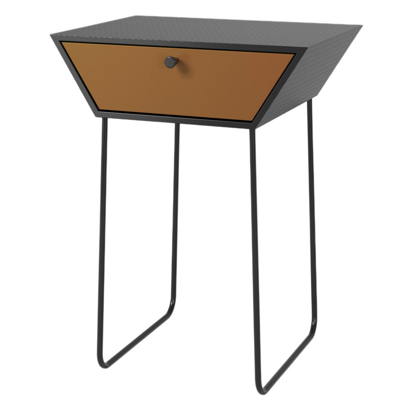 Anniyah 45cm W Metal Bedside Table, Black/Orange
