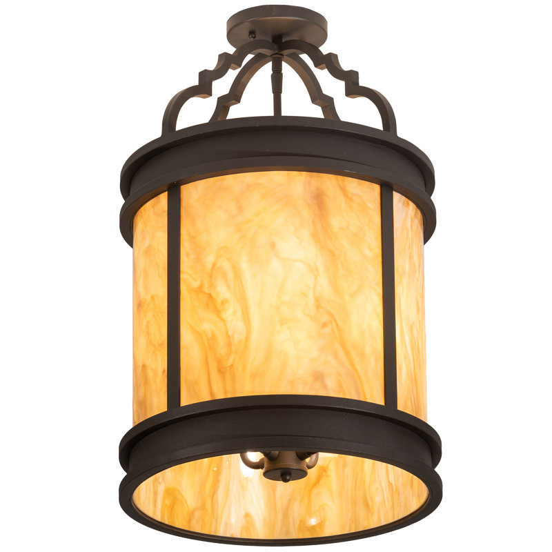Amber Acrylic and Bronze 4-Light Indoor/Outdoor Flush Mount