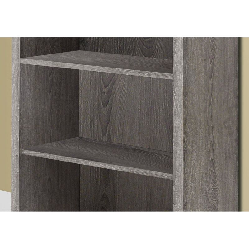 Bibliothèque moderne à 5 niveaux, hauteur 48 po, finition taupe stratifiée, rangement spacieux avec tablettes réglables pour la maison, bibliothèque H 48 po, stratifié brun, chambre de bureau, unité contemporaine