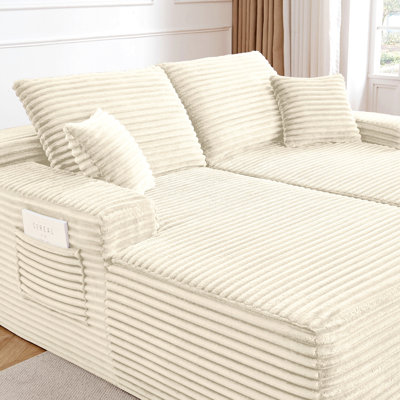 Canapé modulaire 76 po Cloud, méridienne en L avec méridienne en forme de R avec assise profonde et confortable canapé 2 places pour salon moderne (tissu moelleux), PAS DE PORTE-TASSE