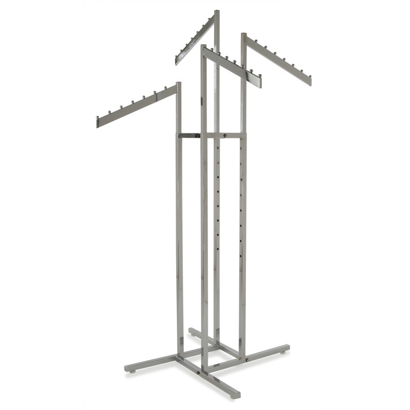 Chrome Adjustable 4-Way Clothing Rack with Slant Arms