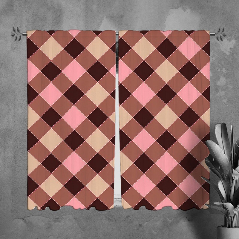 Paire de rideaux obscurcissant en polyester Lilliahna, Brun / rose, L 40 po x L 61 po