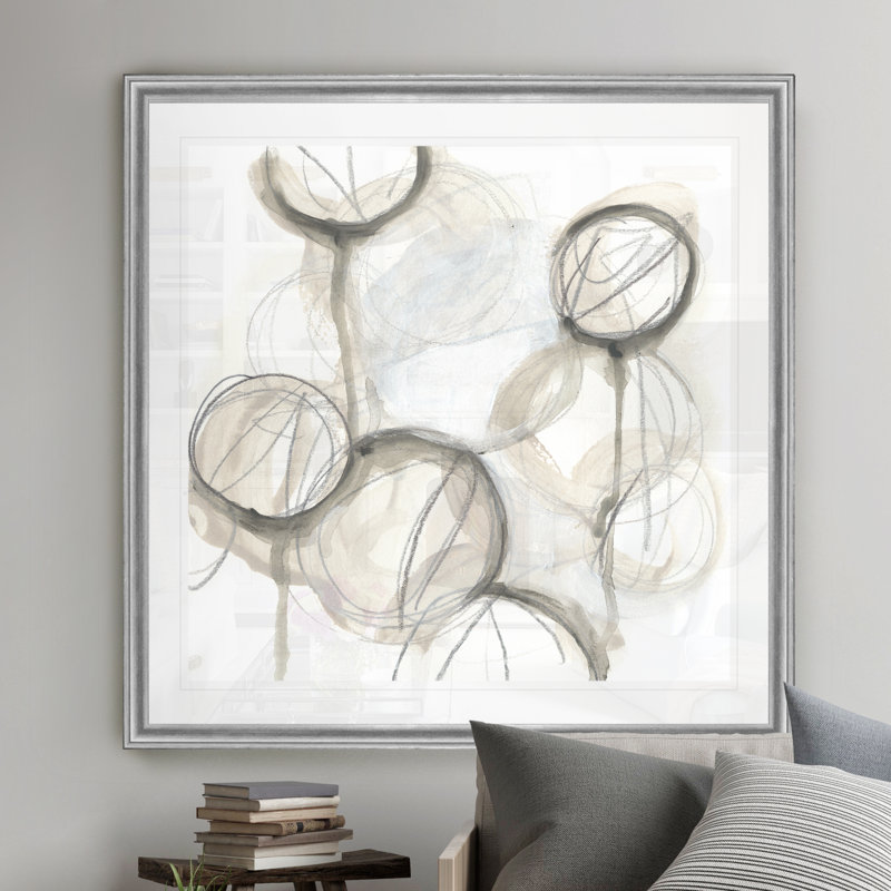 Neutral Lanterns II, peinture sur toile, H 22,5 po x l 22,5 po x P 1,5 po, Cadre argenté