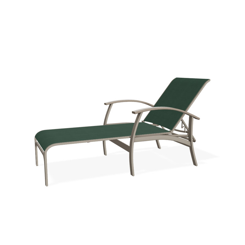 Belle Isle Outdoor Chaise Lounge, Desert P60, Textured Snow, Forest Forest Green 22D Sunbrella®