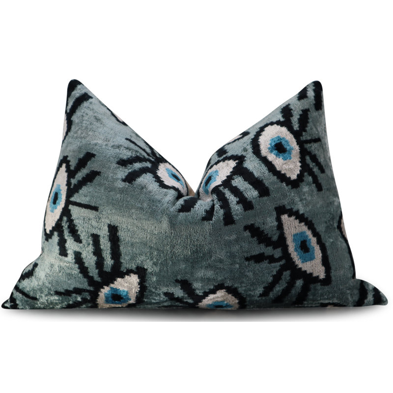 Coussin décoratif géométrique, 16 po x 24 po, Rectangulaire, Vert / gris