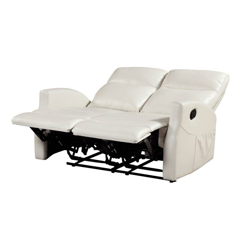 Canapé deux places inclinable Henly, poches pour magazines, similicuir beige, 50.5" W